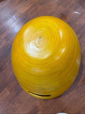 Bright Yellow Ceramic Decorative Bowl with Ringed Texture